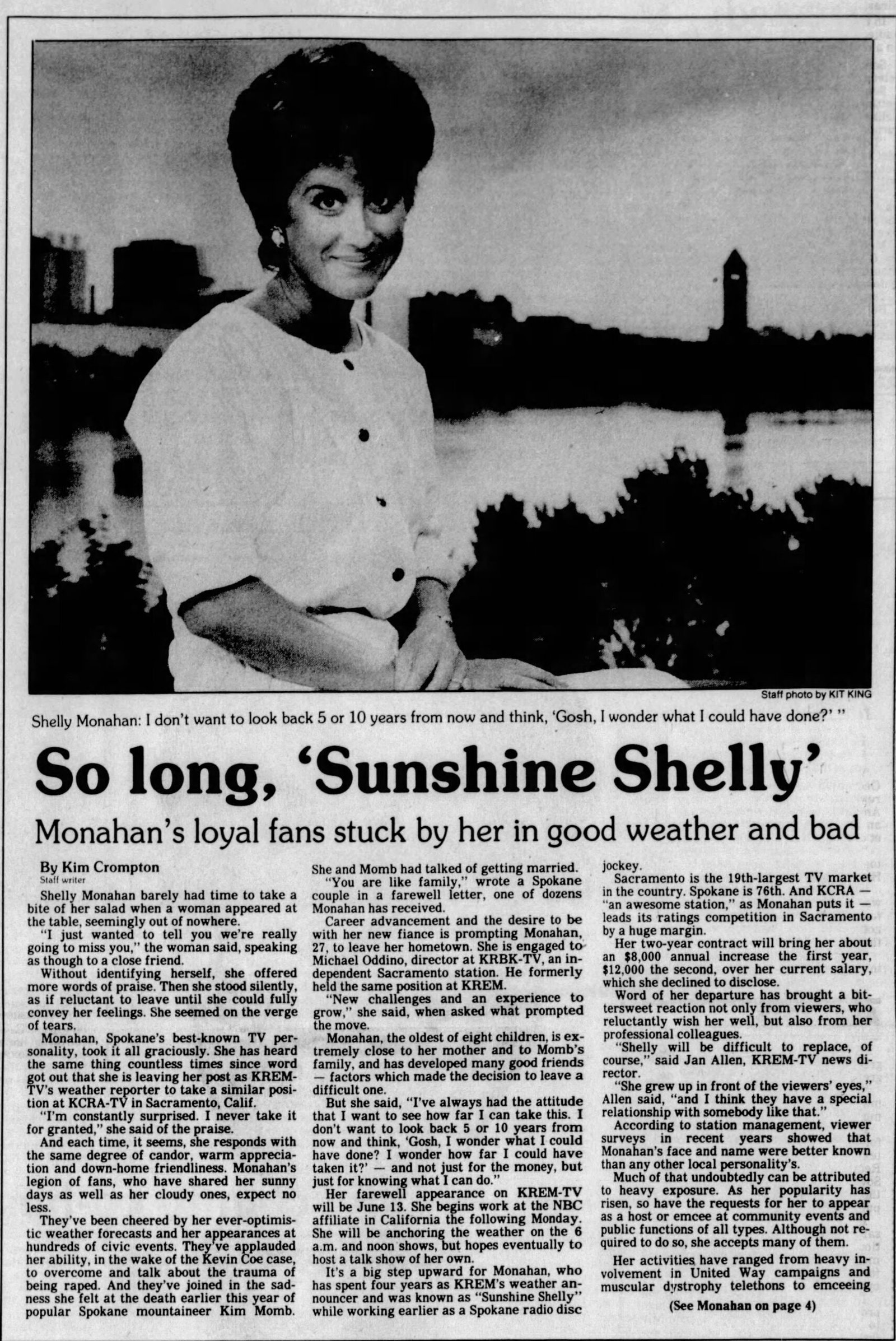 Spokane’s ‘Sunshine’ Shelly Monahan Leaves For Sacramento – QZVX ...